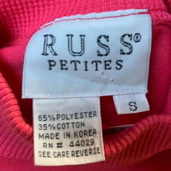 Vintage 80s Pink Turtleneck Shirt Embroidered Flags Petite Small - Picture 6 of 7